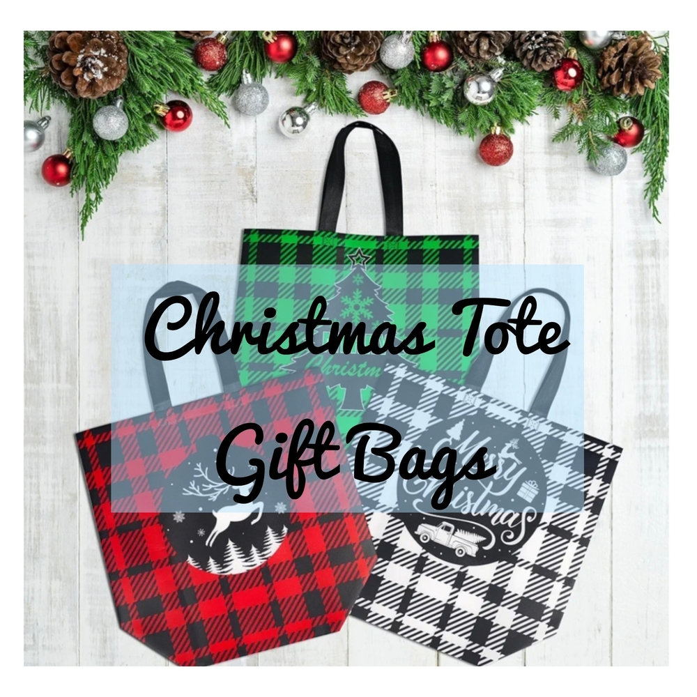 Christmas XL Tote Gift Bags Reusable with Handles Wrapping Size 16.3X12.5X7.2